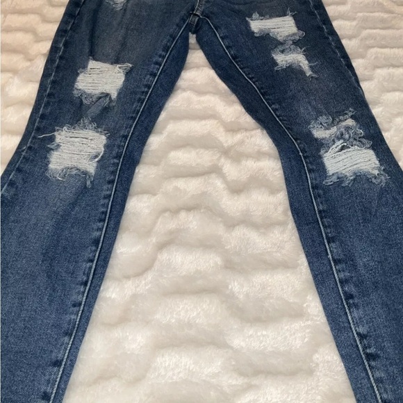 PacSun Distressed Jeans Juniors 27L High Rise‎ Ankle Jegging Skinny Blue - Picture 5 of 10